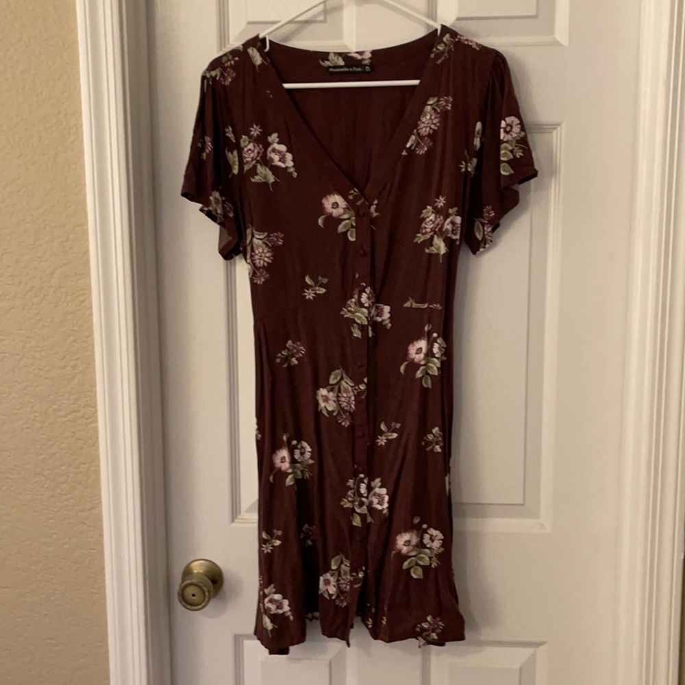 Abercrombie, Vneck, Button down, Floral dress, XL